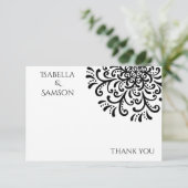 Whimsical Black and White Blüh Danke Karte (Stehend Vorderseite)