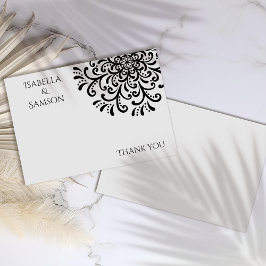 Whimsical Black and White Blüh Danke Karte