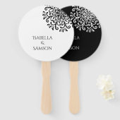 Whimsical Black and White Blüh Fächer (Vorne und Hinten)