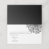 Whimsical Black and White Blüh Platzkarte (Außenseite Aufgefaltet)