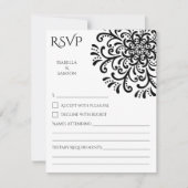 Whimsical Black and White Blüh RSVP Card (Vorderseite)
