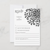 Whimsical Black and White Blüh RSVP Card (Vorderseite)