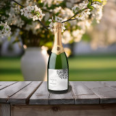 Whimsical Black and White Blüh Schaumweinetikett