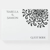 Whimsical Black and White Blüh Wedding Gästebuch (Vorderseite)