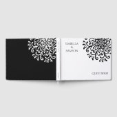 Whimsical Black and White Blüh Wedding Gästebuch (Voll)