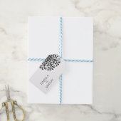 Whimsical Black and White Blüh Wedding Geschenkanhänger (Mit Garn)