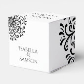 Whimsical Black and White Blüh Wedding Geschenkschachtel (Rückseite)