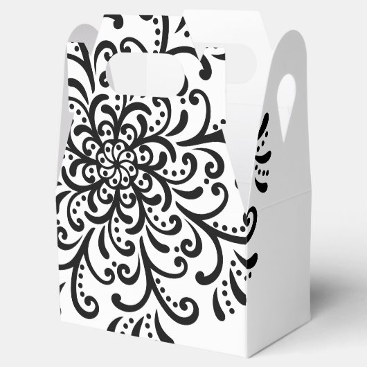 Whimsical Black and White Blüh Wedding Geschenkschachtel (Geöffnet)
