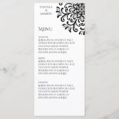 Whimsical Black and White Blüh Wedding Menu Menükarte (Vorderseite)