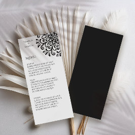 Whimsical Black and White Blüh Wedding Menu Menükarte
