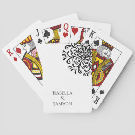 Whimsical Black and White Blüh Wedding Spielkarten