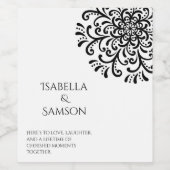 Whimsical Black and White Blüh Weinetikett (Einzelnes Label)