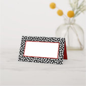 Whimsical Black and White Polka Dots mit Rot Platzkarte (Rückseite)