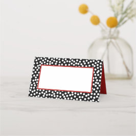 Whimsical Black and White Polka Dots mit Rot Platzkarte