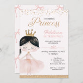 Whimsical Black Ballerina Little Princess Geburtst Einladung (Vorne/Hinten)