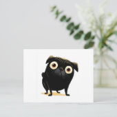 Whimsical Black Big Mit Augen Mops Postkarte (Stehend Vorderseite)