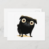 Whimsical Black Big Mit Augen Mops Postkarte (Vorne/Hinten)
