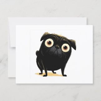 Whimsical Black Big Mit Augen Mops Postkarte