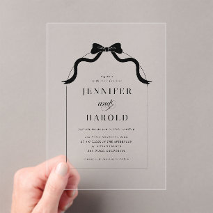 Whimsical Black Bow French All in One Arch Wedding Acryleinladungen
