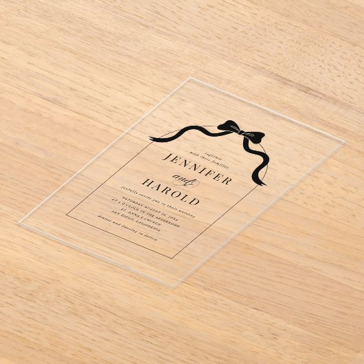 Whimsical Black Bow French All in One Arch Wedding Acryleinladungen (Ablage )