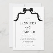 Whimsical Black Bow French All in One Arch Wedding Einladung (Vorderseite)