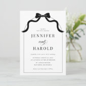Whimsical Black Bow French All in One Arch Wedding Einladung (Stehend Vorderseite)