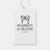 Whimsical Black Bow Monogram Thank You Wedding Geschenkanhänger (Vorderseite)