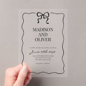 Whimsical Black Bow Tie Wedding Acryleinladungen (Insitu (Handheld))
