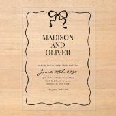 Whimsical Black Bow Tie Wedding Acryleinladungen (Vorderseite)