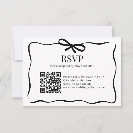 Whimsical Black Bow Tie Wedding QR Code Rsvp (Vorderseite)