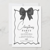 Whimsical Black Bow Weihnachtsfeier Einladung (Vorderseite)