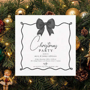 Whimsical Black Bow Weihnachtsfeier Einladung