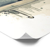 Whimsical Black Cat auf einer Pflanze Poster (Ecke)