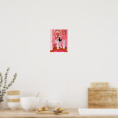 Whimsical Black Cat Badezimmer-Kunst – Rosa Weibli Poster (Küche)