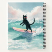 Whimsical Black Cat Beach Notebook Notizblock (Rückseite)
