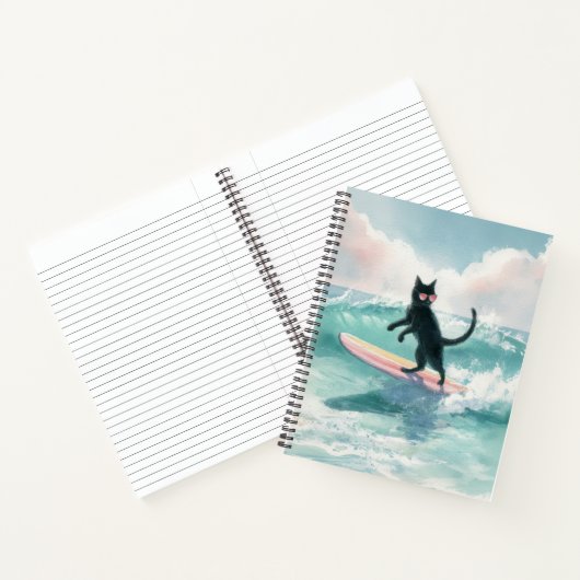 Whimsical Black Cat Beach Notebook Notizblock (Innenseite)