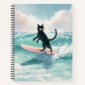 Whimsical Black Cat Beach Notebook Notizblock (Vorderseite)