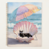Whimsical Black Cat Beach Planner Planer (Vorderseite)