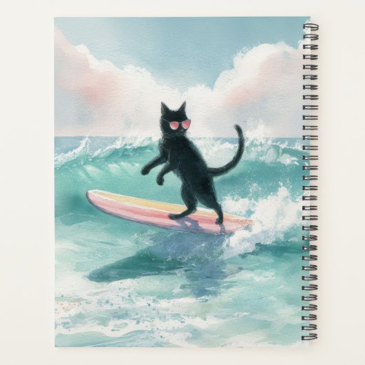 Whimsical Black Cat Beach Planner Planer (Rückseite)