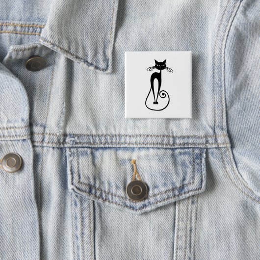 Whimsical Black Cat Button (Beispiel)
