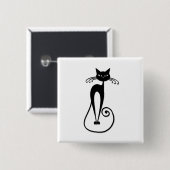Whimsical Black Cat Button (Vorne & Hinten)