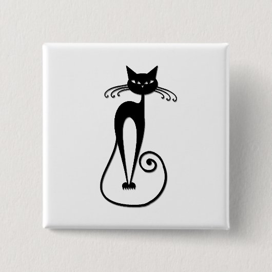 Whimsical Black Cat Button (Vorderseite)