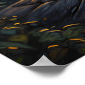 Whimsical Black Cat & Celestial Town Wall Art  Poster (Ecke)