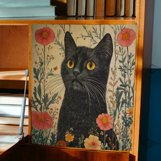 Whimsical Black Cat Decoupage Seidenpapier