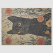 Whimsical Black Cat Decoupage Seidenpapier (Vorderseite)