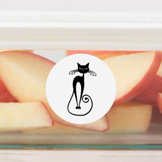 Whimsical Black Cat Etiketten (Befestigt)