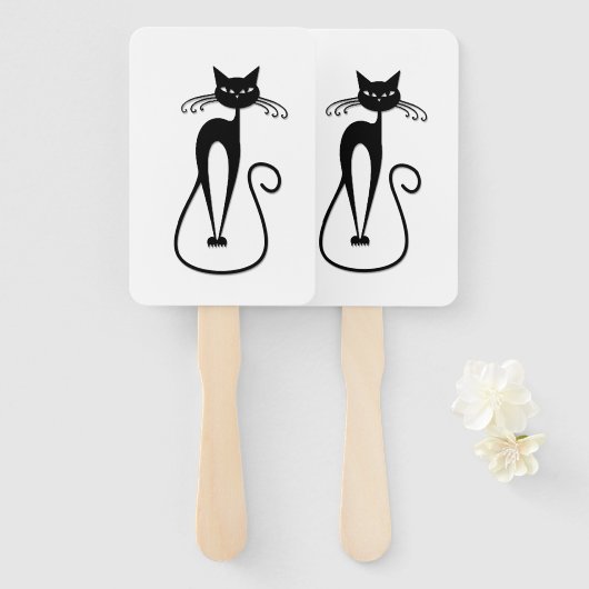 Whimsical Black Cat Fächer (Vorne und Hinten)