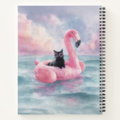Whimsical Black Cat Flamingo Float Notebook Notizblock (Rückseite)