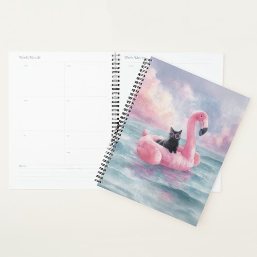 Whimsical Black Cat Flamingo Float Planner Planer (Anzeige)