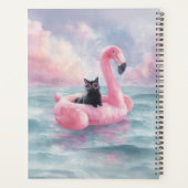Whimsical Black Cat Flamingo Float Planner Planer (Rückseite)
